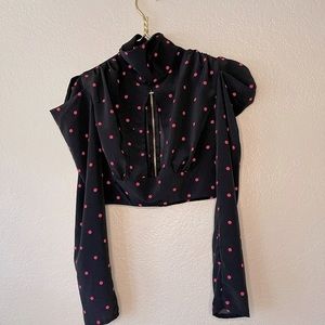 Nasty Gal Chic Open slit cropped gold zip top.